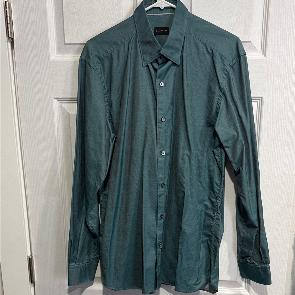 Ermenegildo Zegna Teal Casual Button-Down Shirt